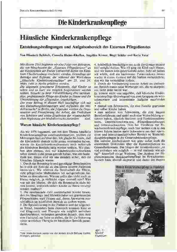Vorschauseite 1: Häusliche Kinderkrankenpflege