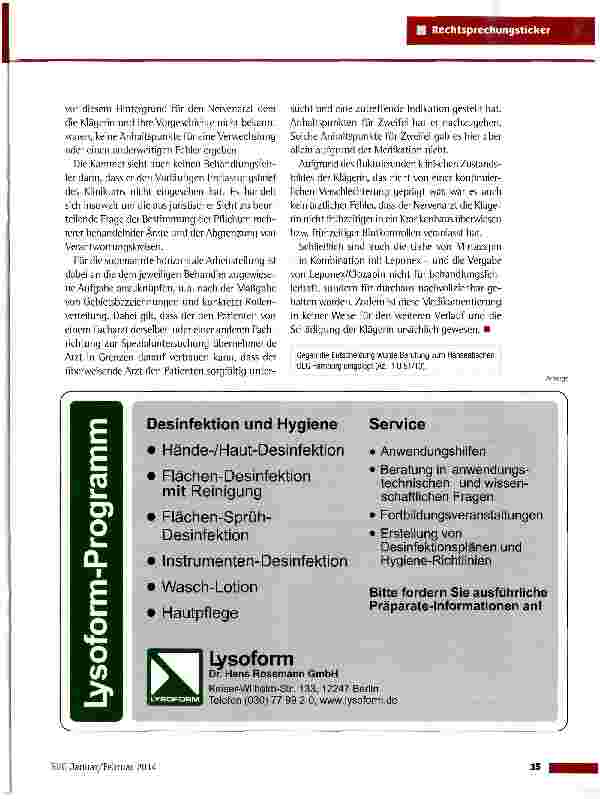 Vorschauseite 3: Schadensersatz wegen fehlerhafter Medikamentierung LG Hamburg vom 7.3-2013 (323 0 323/10)