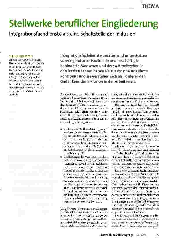 Vorschauseite 1: Stellwerke beruflicher Eingliederung