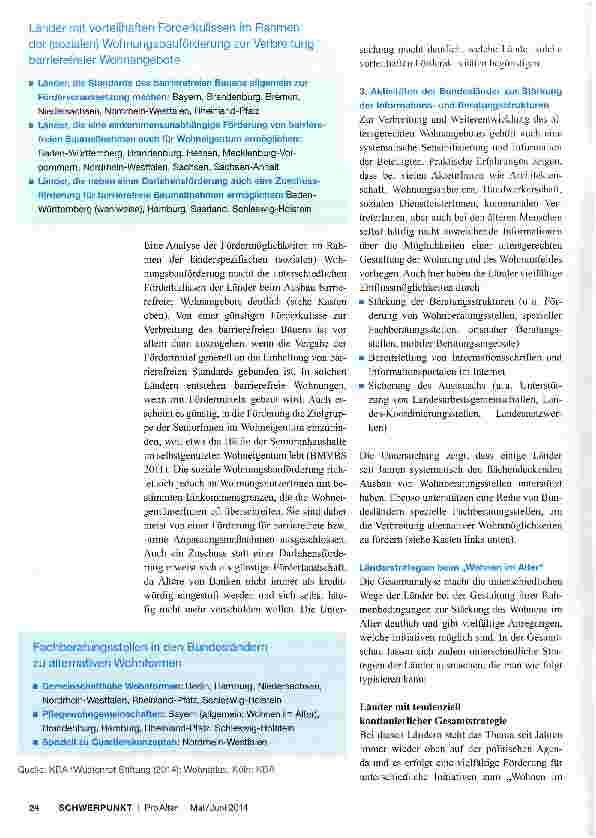 Vorschauseite 6: Wohnen im Alter Rahmenbedingungen und Strategien der Bundesländer