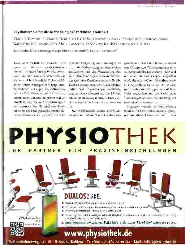 Vorschauseite 1: Physiotherapie für die Behandlung der Parkinson-Krankheit
