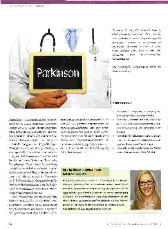 Vorschauseite 2: Physiotherapie für die Behandlung der Parkinson-Krankheit