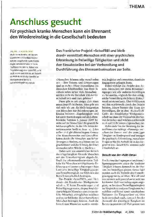 Vorschauseite 1: Anschluss gesucht
