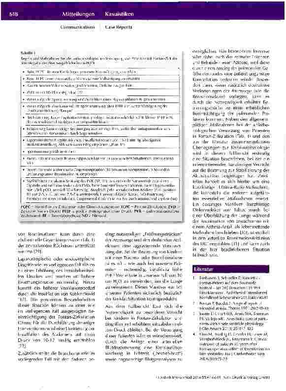 Vorschauseite 4: Entsättigung bei einem Kleinkind mit univentrikulärem Kreislauf während einer gastroskopischen Intervention Kurze Diskonnektion vom Tubus kann hilfreich sein