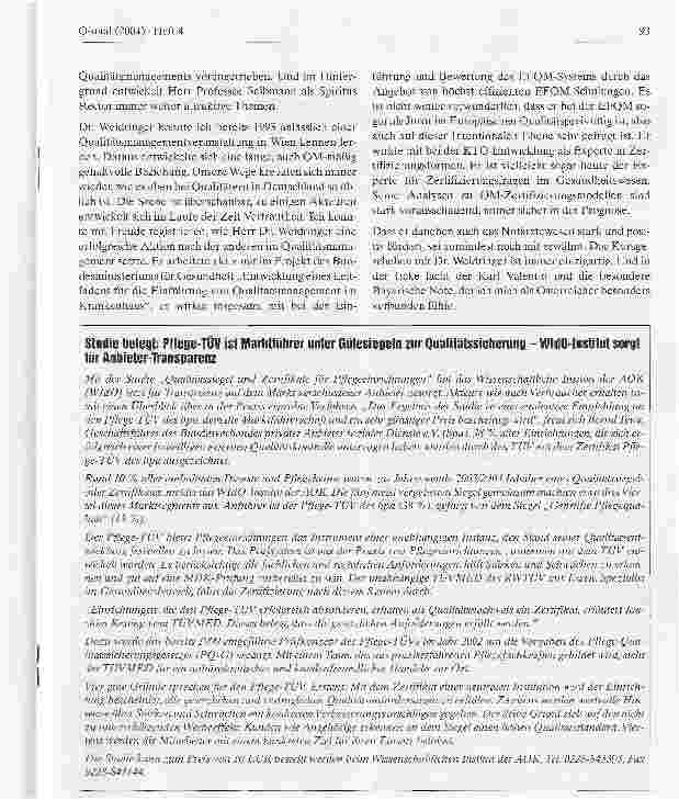 Vorschauseite 3: Deutscher Preis für Qualität im Gesundheitswesen 2004 Laudatio