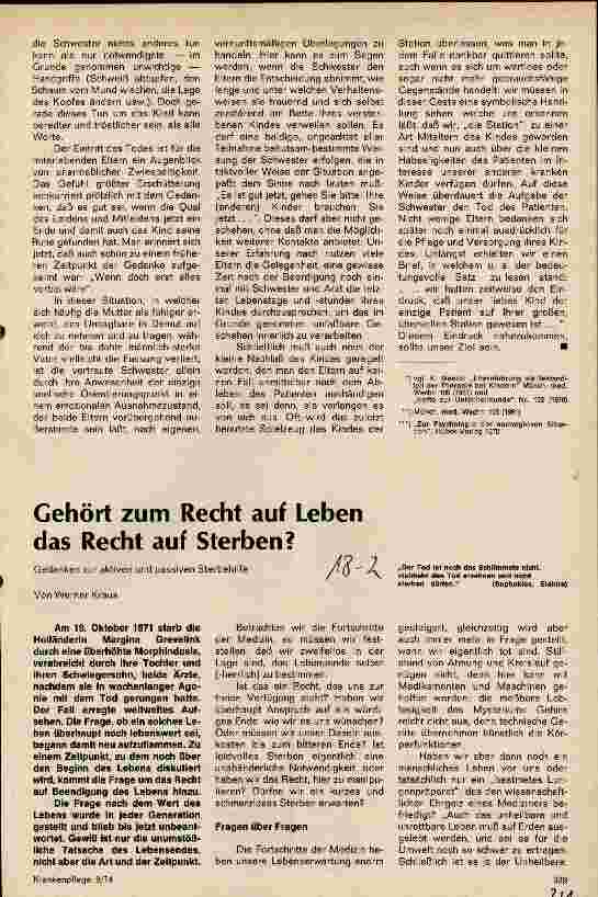 Vorschauseite 1: Gehört zum Recht auf Leben das Recht auf Sterben? Gedanken zur aktiven und passiven Sterbehilfe