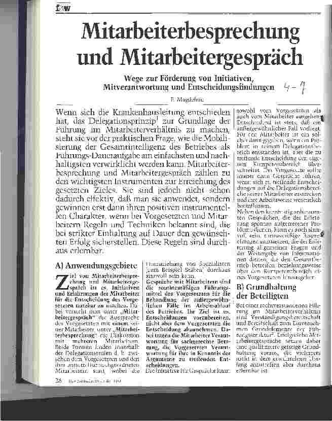 Vorschauseite 1: Mitarbeiterbesprechung und Mitarbeitergespräch