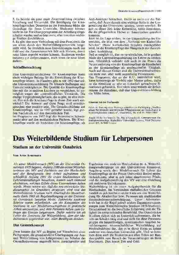 Vorschauseite 3: Das Studienprogramm für Leitung und Ausbildung in der Krankenpflege