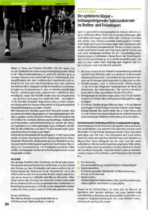 Vorschauseite 1: Der optimierte Körper-leistungssteigernder Substanzkonsum im Breitenund Freizeitsport