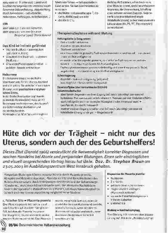 Vorschauseite 2: Peripartale Blutung - Ursachen und Notfallmassnahmen