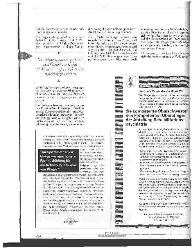 Vorschauseite 3: Unispital Zürich: Kollektivführung und Team-Mitbestimmung