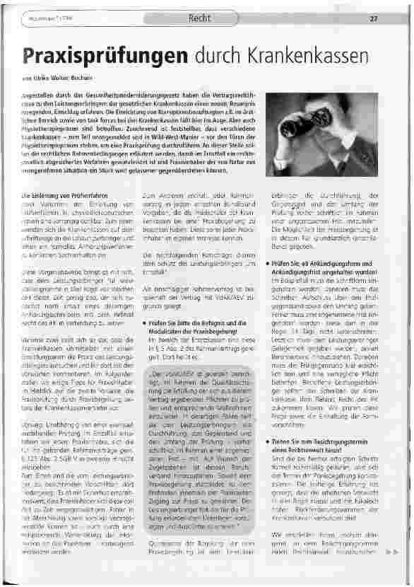Vorschauseite 1: Praxisprüfungen durch Krankenkassen