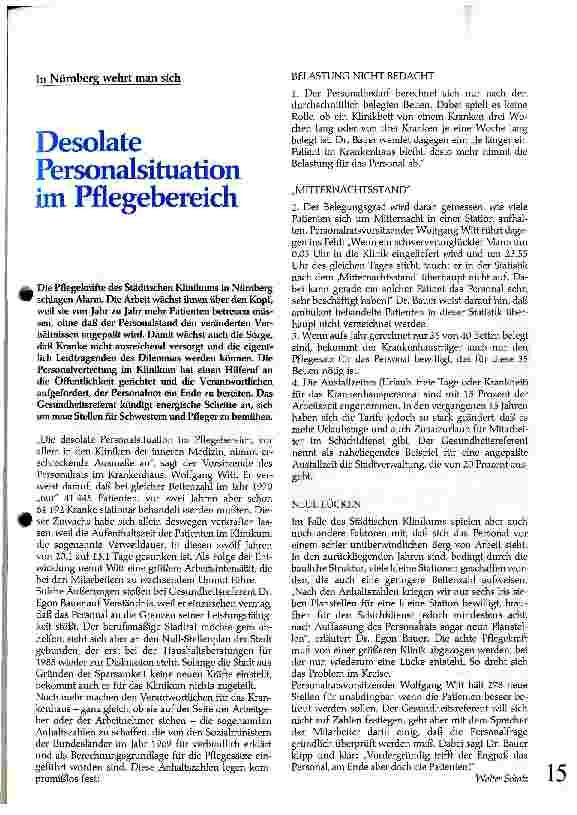 Vorschauseite 1: Desolate Personalsituation im Pflegebereich