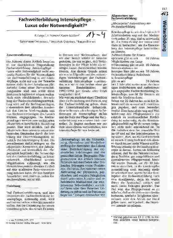 Vorschauseite 1: Fachweiterbildung Intensivpflege - Luxus oder Notwendigkeit? Vortrag
