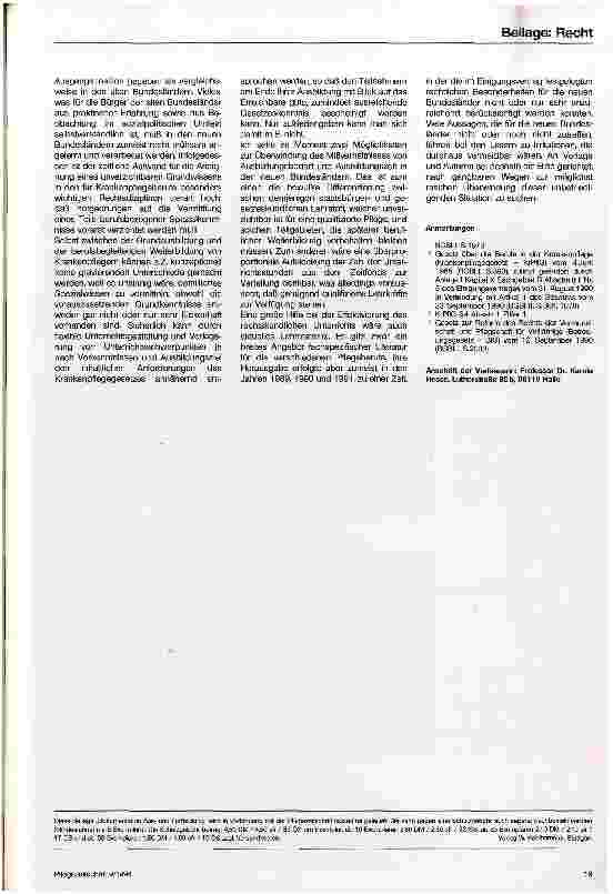 Vorschauseite 2: Staatsbürgerund Rechtskunde für das Pflegepersonal in den neuen Bundesländern. Erfahrungen+Probleme bei der Aus-+Weiterbildung
