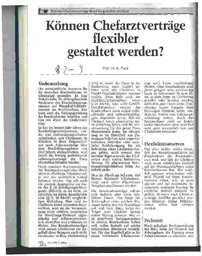 Vorschauseite 1: Können Chefarztverträge flexibler gestaltet werden?