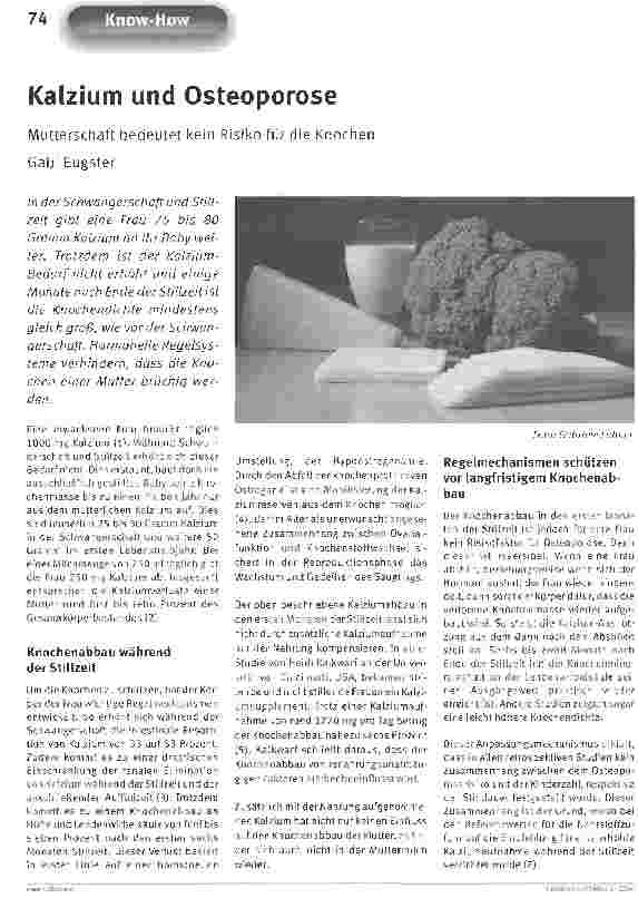 Vorschauseite 1: Kalzium und OsteoporoseMutterschaft bedeutet kein Risiko für die Knochen