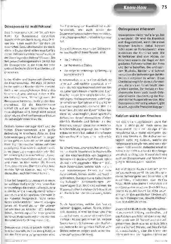 Vorschauseite 2: Kalzium und OsteoporoseMutterschaft bedeutet kein Risiko für die Knochen