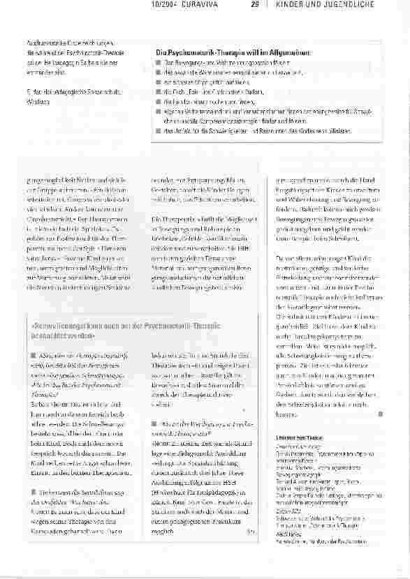 Vorschauseite 4: Ein entwicklungsförderndes Angebot der HeilpädagogikPsychomotorik-Therapie eröffnet neue Chancen