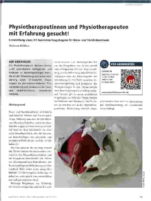 Vorschauseite 1: Physiotherapeutinnen und Physiotherapeuten mit Erfahrung gesucht!
