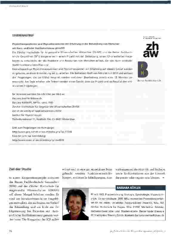 Vorschauseite 2: Physiotherapeutinnen und Physiotherapeuten mit Erfahrung gesucht!
