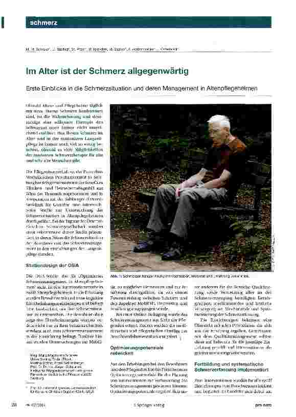 Vorschauseite 1: Im Alter ist der Schmerz allgegenwärtig