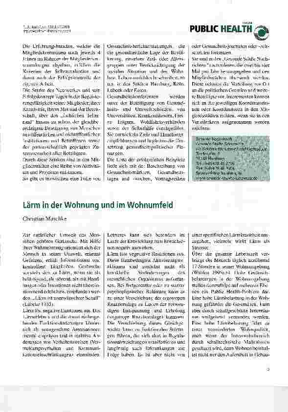 Vorschauseite 2: Aktive Gesundheitsförderung in Gesunden Städten