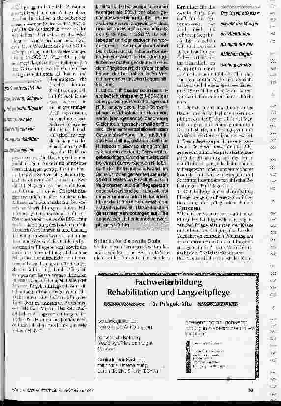 Vorschauseite 3: In der Schußlinie: Richtlinien der Krankenkassen Urteil des BundesSozialGerichts zur Schwerpflegebedürftigkeit