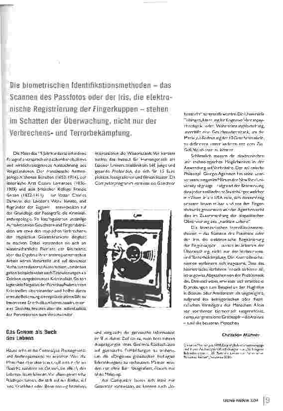 Vorschauseite 2: Der Mensch wird vermessenBiometrie, Physiognomie und Genanalyse