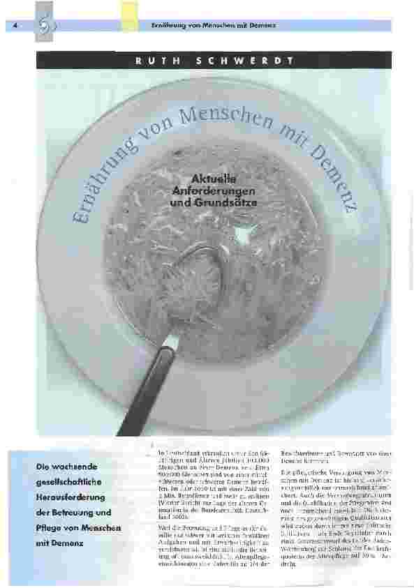 Vorschauseite 1: Ernährung von Menschen mit Demenz