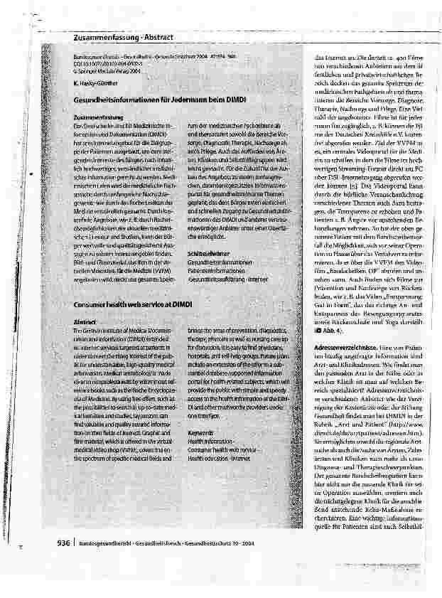 Vorschauseite 3: Gesundheitsinformationen für Jedermann beim DIMDI