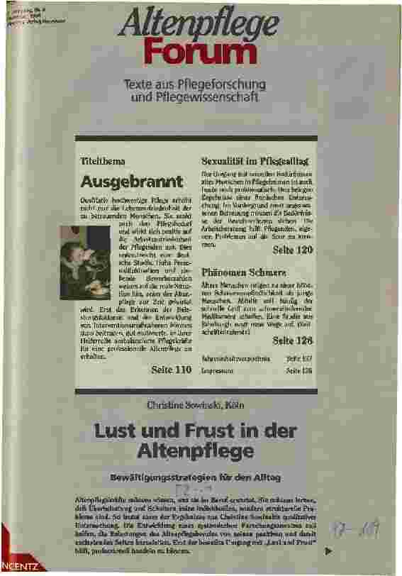 Vorschauseite 1: Lust und Frust in der Altenpflege Bewältigungsstrategien für den Alltag