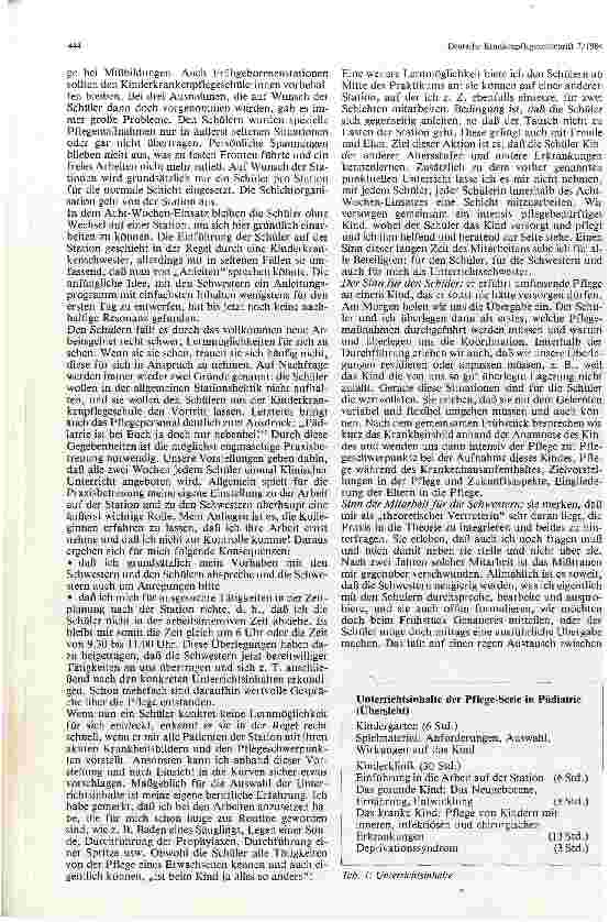 Vorschauseite 2: Einsatz von Krankenpflegeschülerinnen/-schülern in der Pädiatrie
