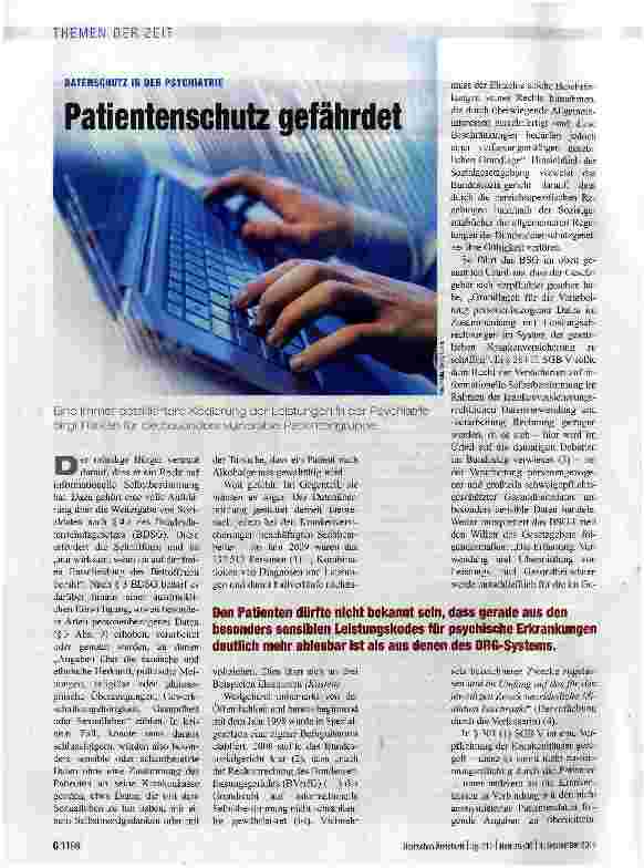 Vorschauseite 1: Patientenschutz gefährdet