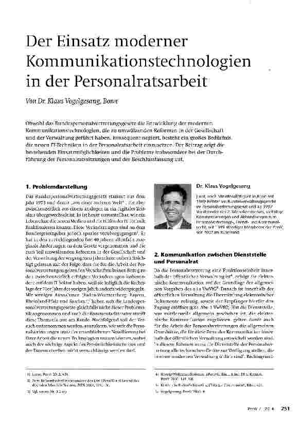 Vorschauseite 1: Der Einsatz moderner Kommunikationstechnologien in der Personalratsarbeit