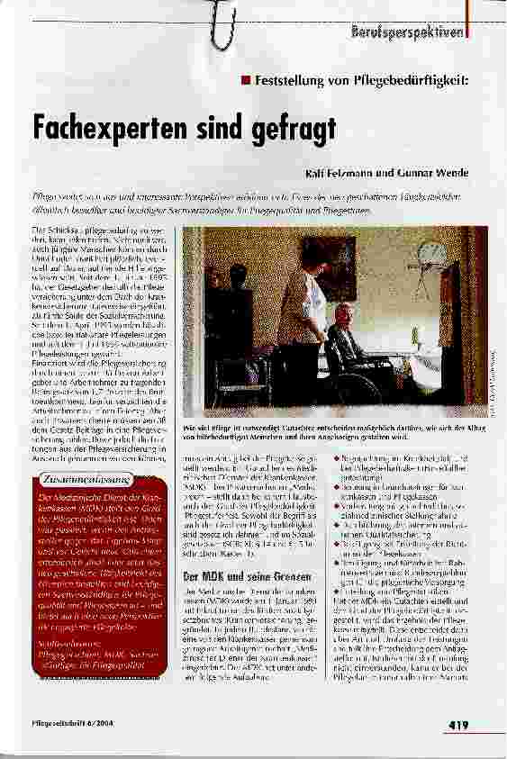 Vorschauseite 1: Fachexperten sind gefragtFeststellung von Pflegebedürftigkeit