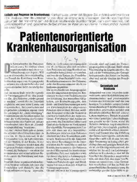 Vorschauseite 1: Patientenorientierte Krankenhausorganisation Abläufe und Prozesse im Krankenhaus