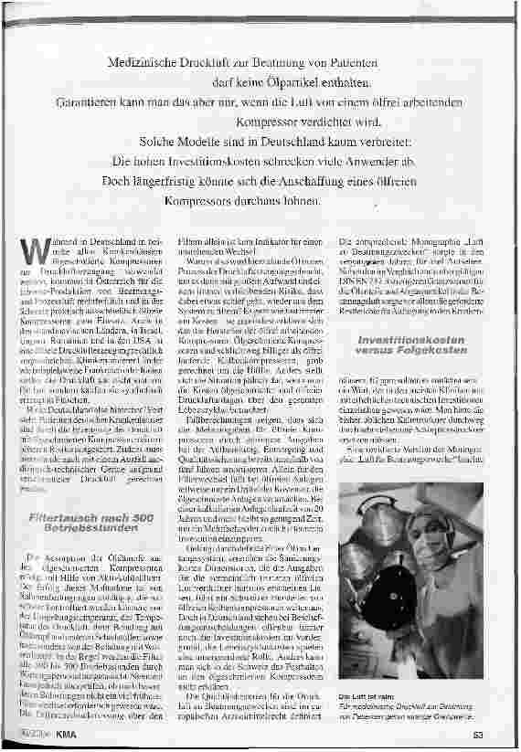 Vorschauseite 2: Kompressoren, ölfreiMEDIZINISCHE DRUCKLUFT