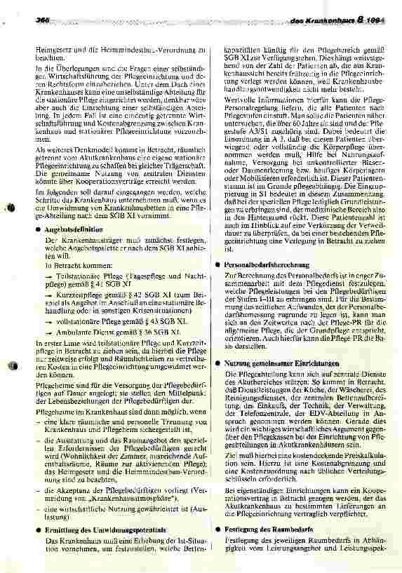 Vorschauseite 5: Strategische Planung von Pflegeeinrichtungen an Krankenhäusern Handlungsbedarf nach dem Pflege-Versicherungsgesetz