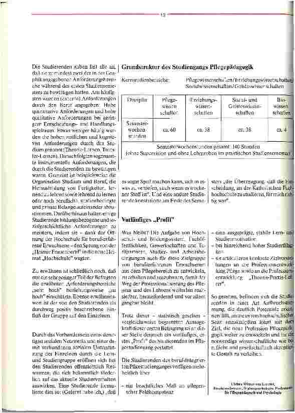 Vorschauseite 4: Nach langem Warten nun Aufbruchstimmung Zum ersten Mal Studium der Pflegepädagogik
