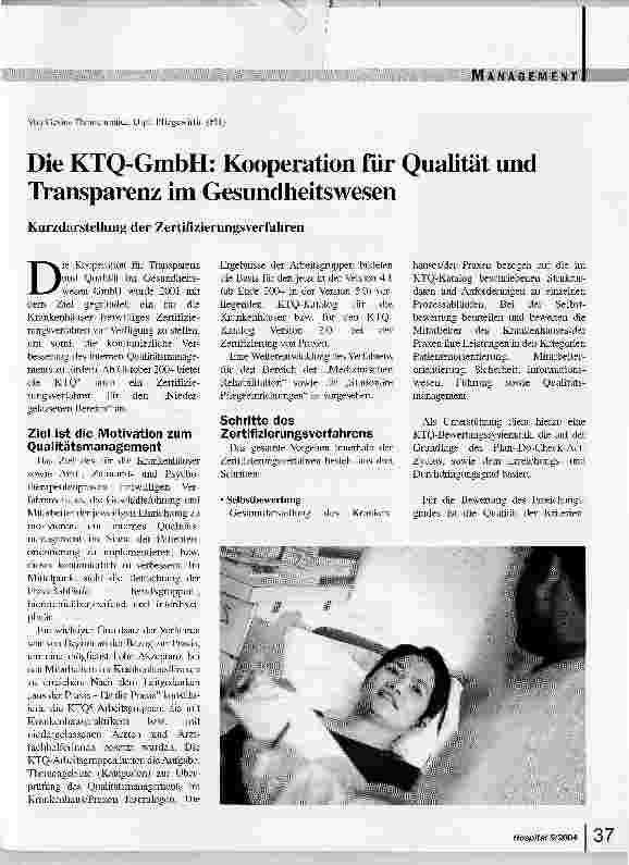 Vorschauseite 1: Die KTQ-GmbH: Kooperation für Qualität und Transparenz im Gesundheitswesen