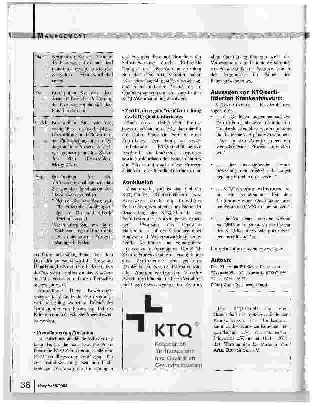Vorschauseite 2: Die KTQ-GmbH: Kooperation für Qualität und Transparenz im Gesundheitswesen