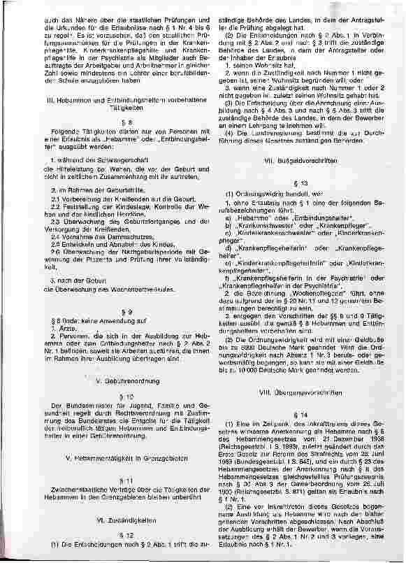 Vorschauseite 3: Entwurf eines Gesetzes über nichtärztliche Heilberufe in der Geburtshilfe u. in der Krankenpflege