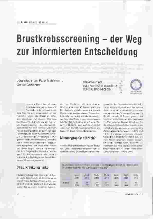 Vorschauseite 1: Brustkrebsscreening der Weg zur informierten Entscheidung