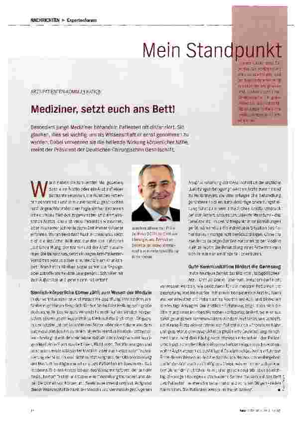 Vorschauseite 1: Mediziner, setzt euch ans Bett!