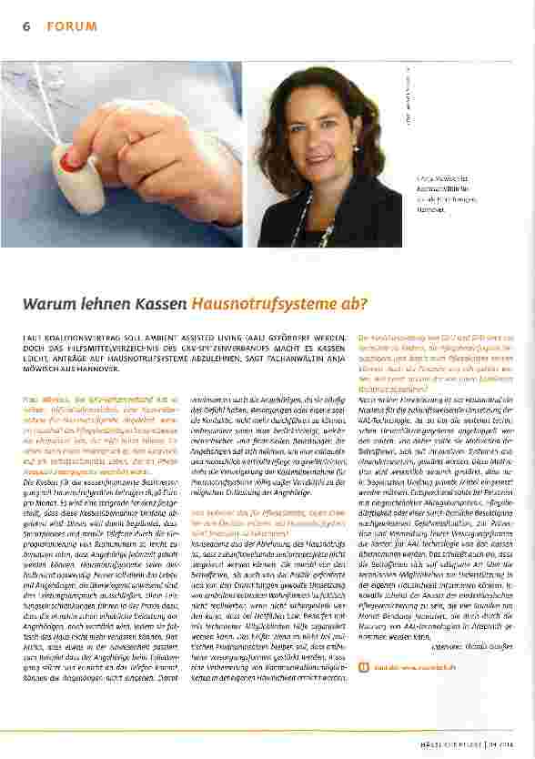 Vorschauseite 1: Warum lehnen Kassen Hausnotrufsysteme ab?