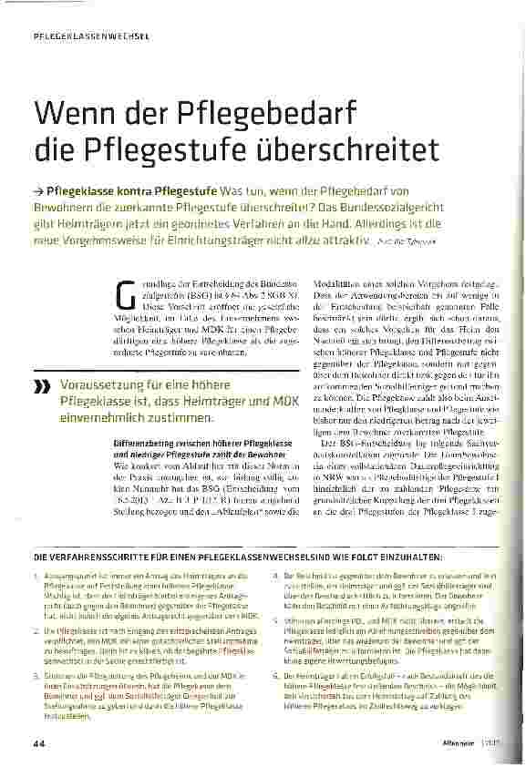 Vorschauseite 1: Wenn der Pflegebedarf die Pflegestufe überschreitet