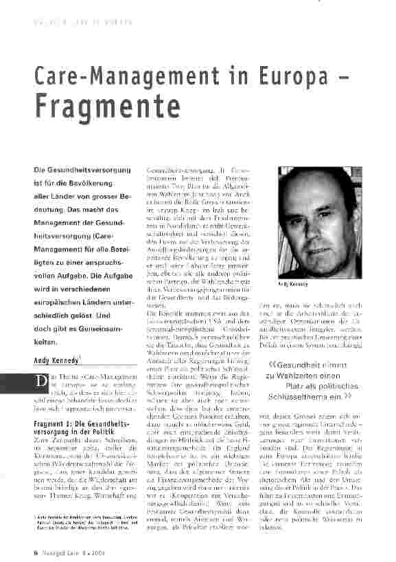 Vorschauseite 1: Care-Management in Europa Fragmente