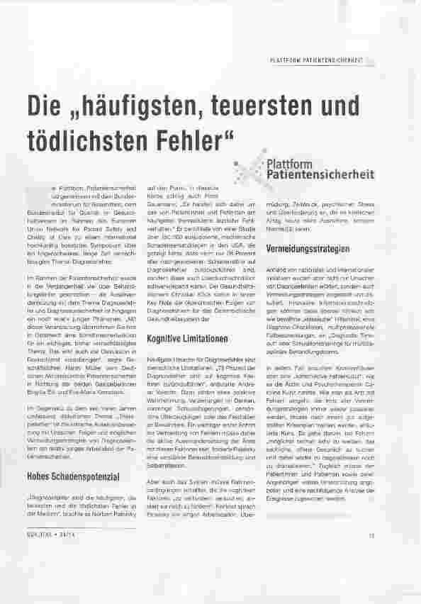 Vorschauseite 1: Die „häufigsten, teuersten und tödlichsten Fehler“