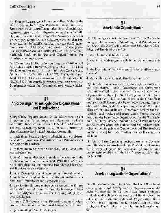 Vorschauseite 2: Verordnung zur Beteiligung von Patientinnen und Patienten in der Gesetzlichen Krankenversicherung (Patientenbeteiligungsverordnung - PatBeteiligungsV)